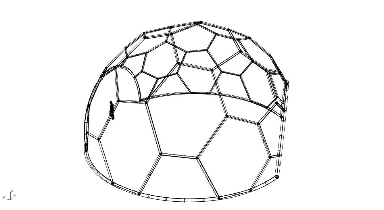 Hexagonal Dome with entry Geodesic Like Pattern 3D model_63