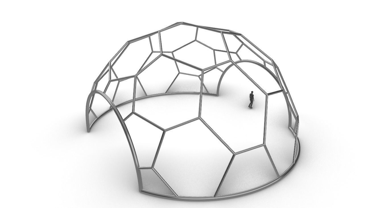 Hexagonal Dome with entry Geodesic Like Pattern 3D model_69