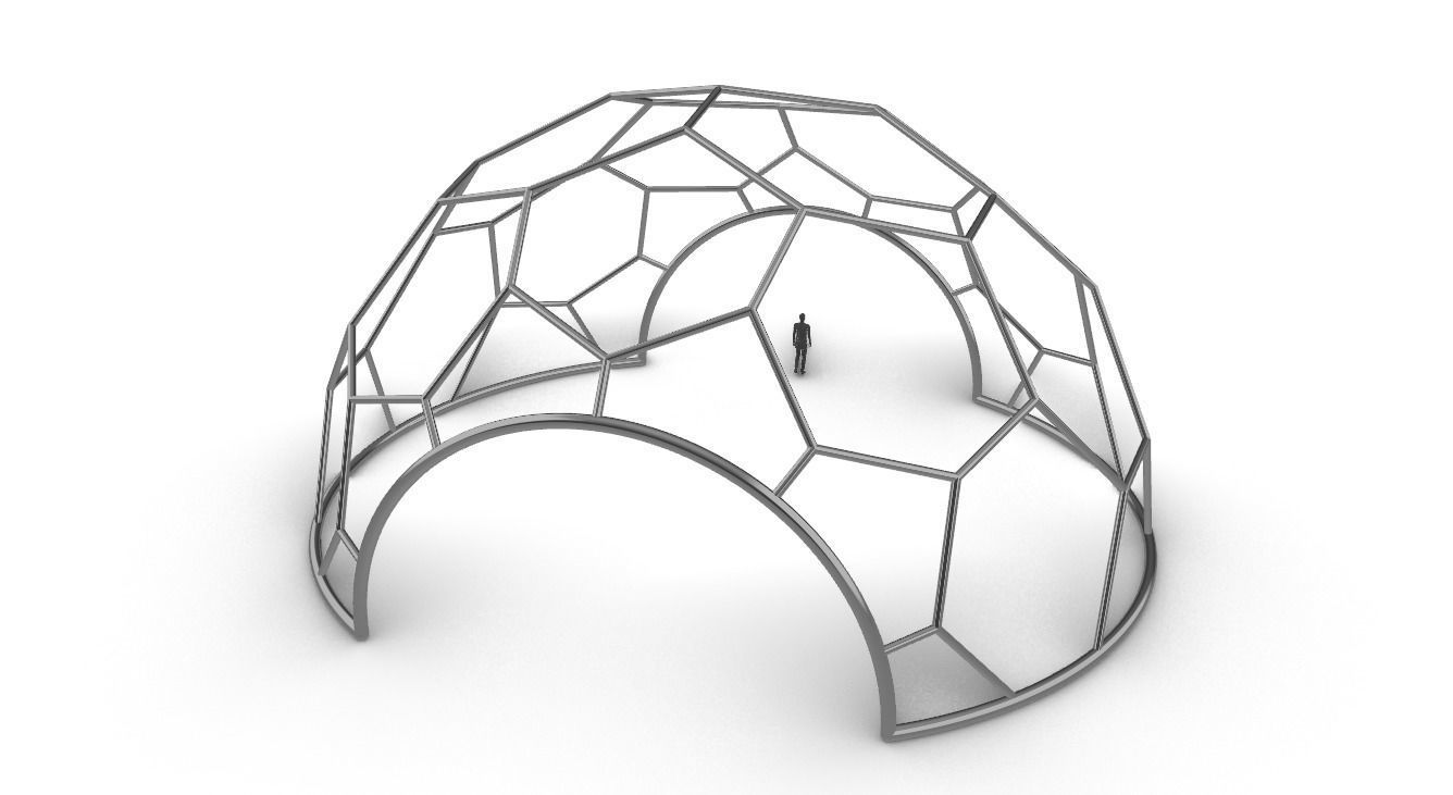 Hexagonal Dome with entry Geodesic Like Pattern 3D model_43
