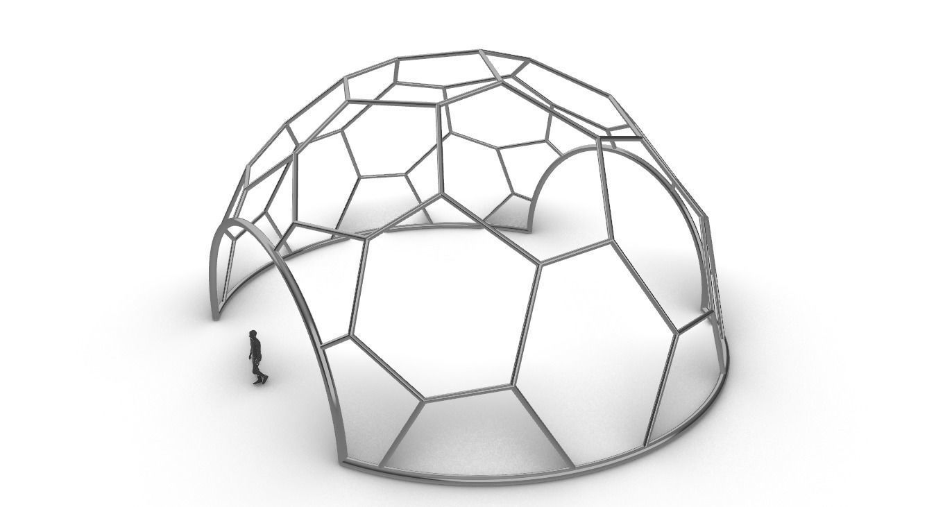 Hexagonal Dome with entry Geodesic Like Pattern 3D model_50