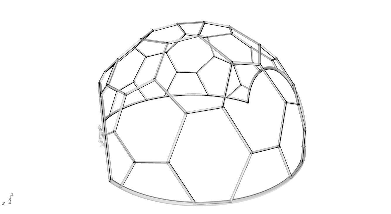 Hexagonal Dome with entry Geodesic Like Pattern 3D model_89