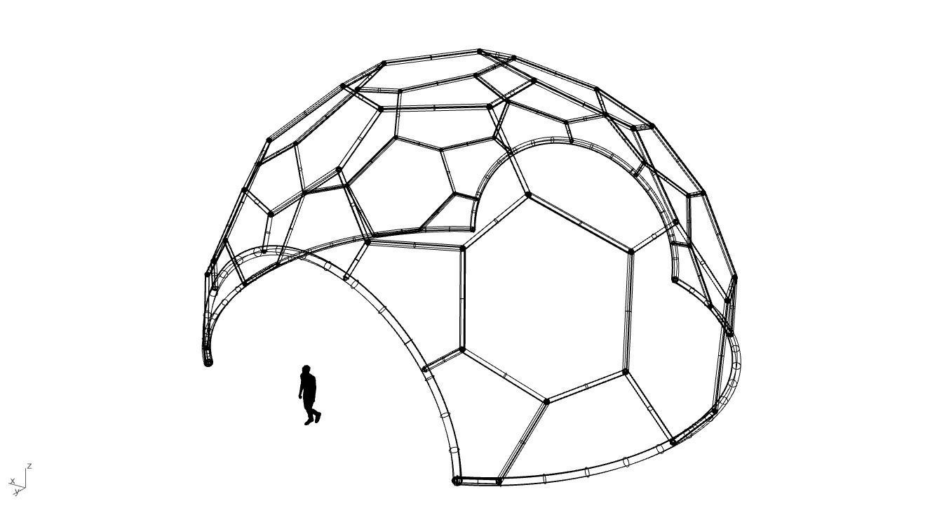Hexagonal Dome with entry Geodesic Like Pattern 3D model_64
