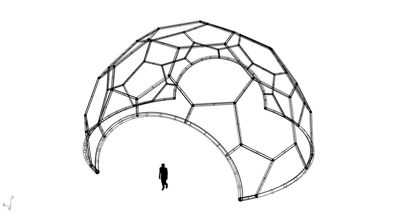 Hexagonal Dome with entry Geodesic Like Pattern 3D model_68