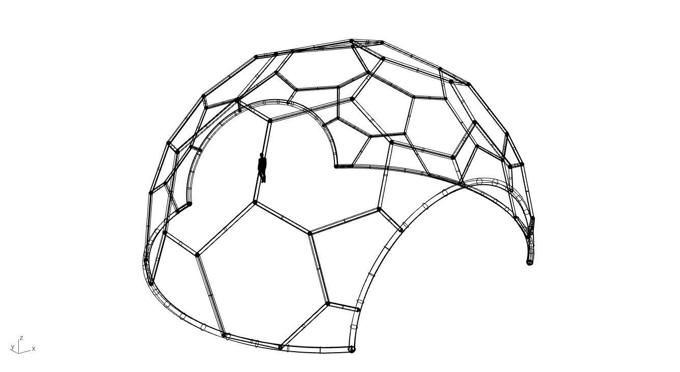 Hexagonal Dome with entry Geodesic Like Pattern 3D model_56