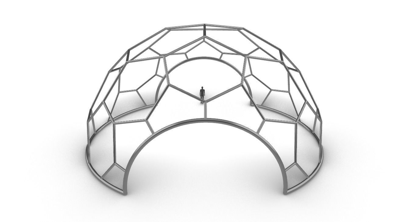 Hexagonal Dome with entry Geodesic Like Pattern 3D model_67