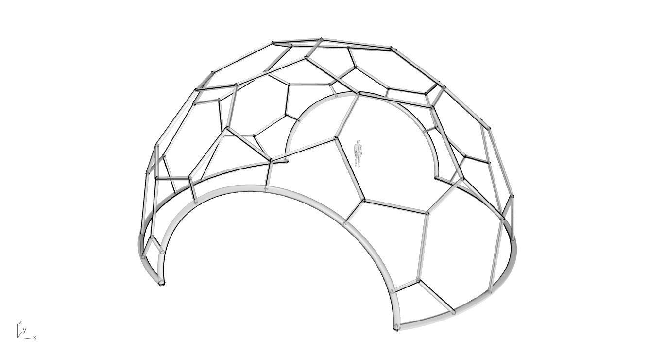 Hexagonal Dome with entry Geodesic Like Pattern 3D model_84