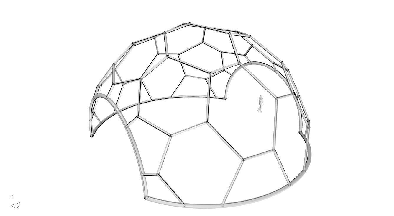 Hexagonal Dome with entry Geodesic Like Pattern 3D model_74