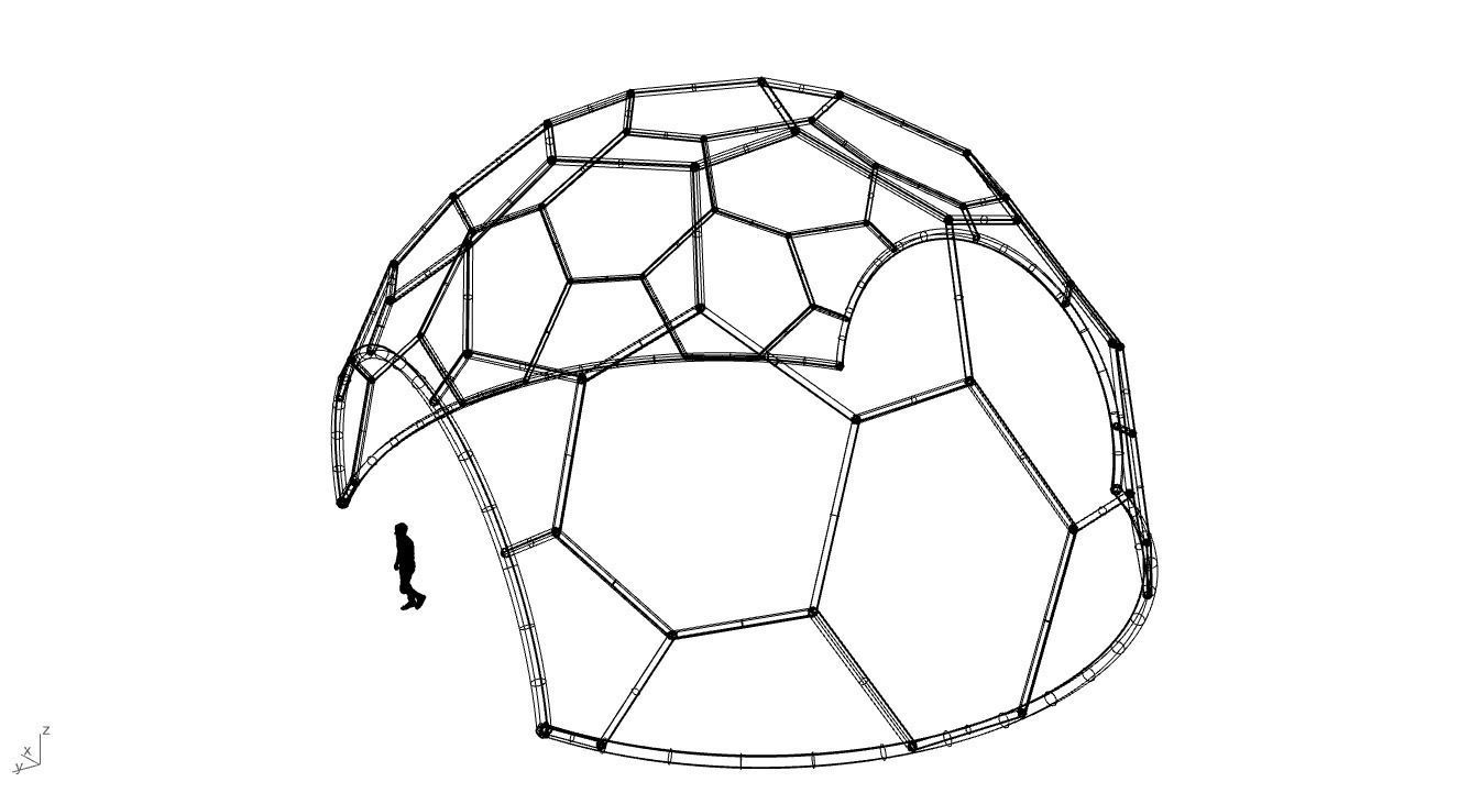 Hexagonal Dome with entry Geodesic Like Pattern 3D model_47