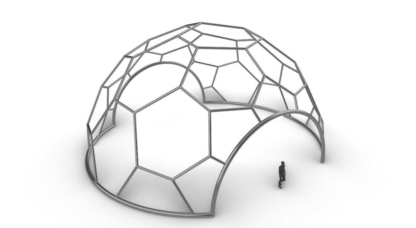 Hexagonal Dome with entry Geodesic Like Pattern 3D model_44