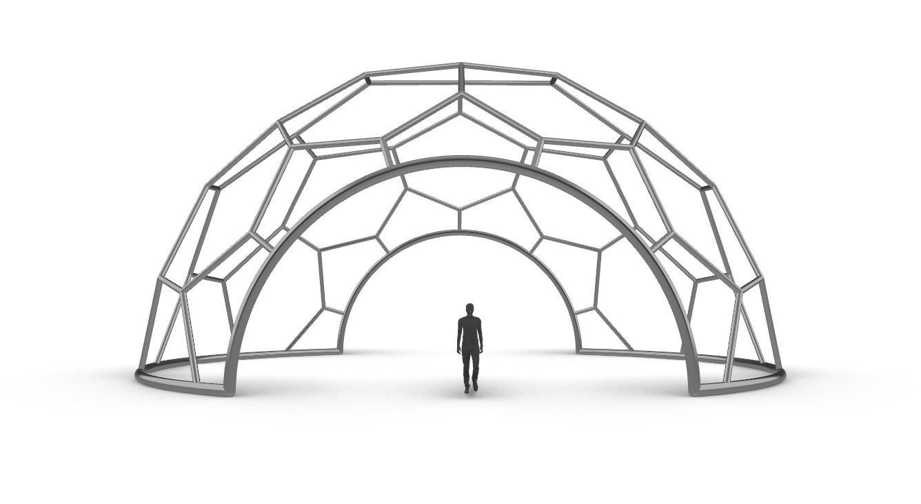 Hexagonal Dome with entry Geodesic Like Pattern 3D model_3