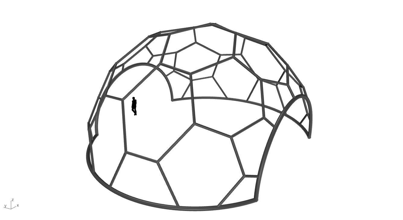 Hexagonal Dome with entry Geodesic Like Pattern 3D model_38