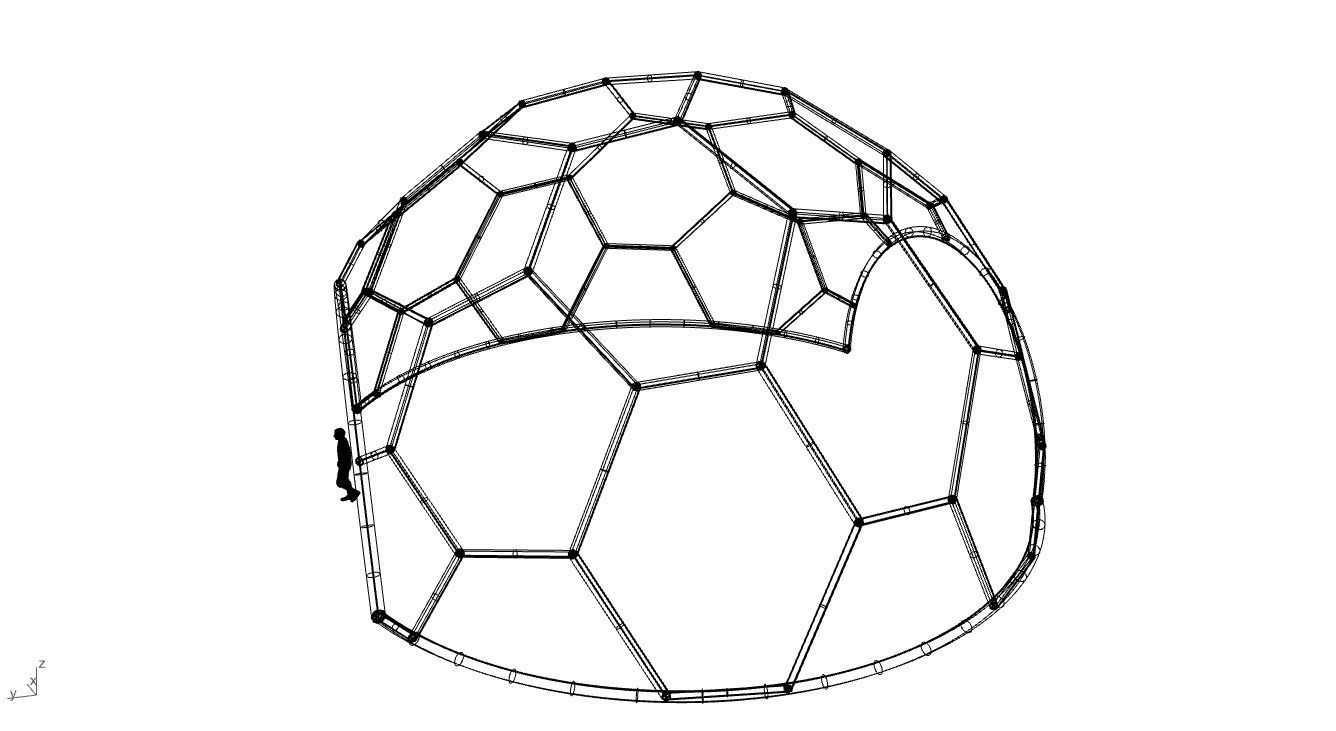 Hexagonal Dome with entry Geodesic Like Pattern 3D model_52