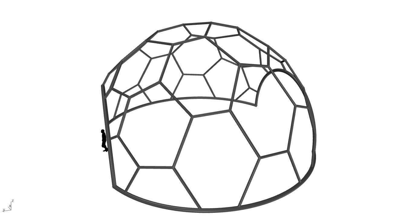 Hexagonal Dome with entry Geodesic Like Pattern 3D model_25