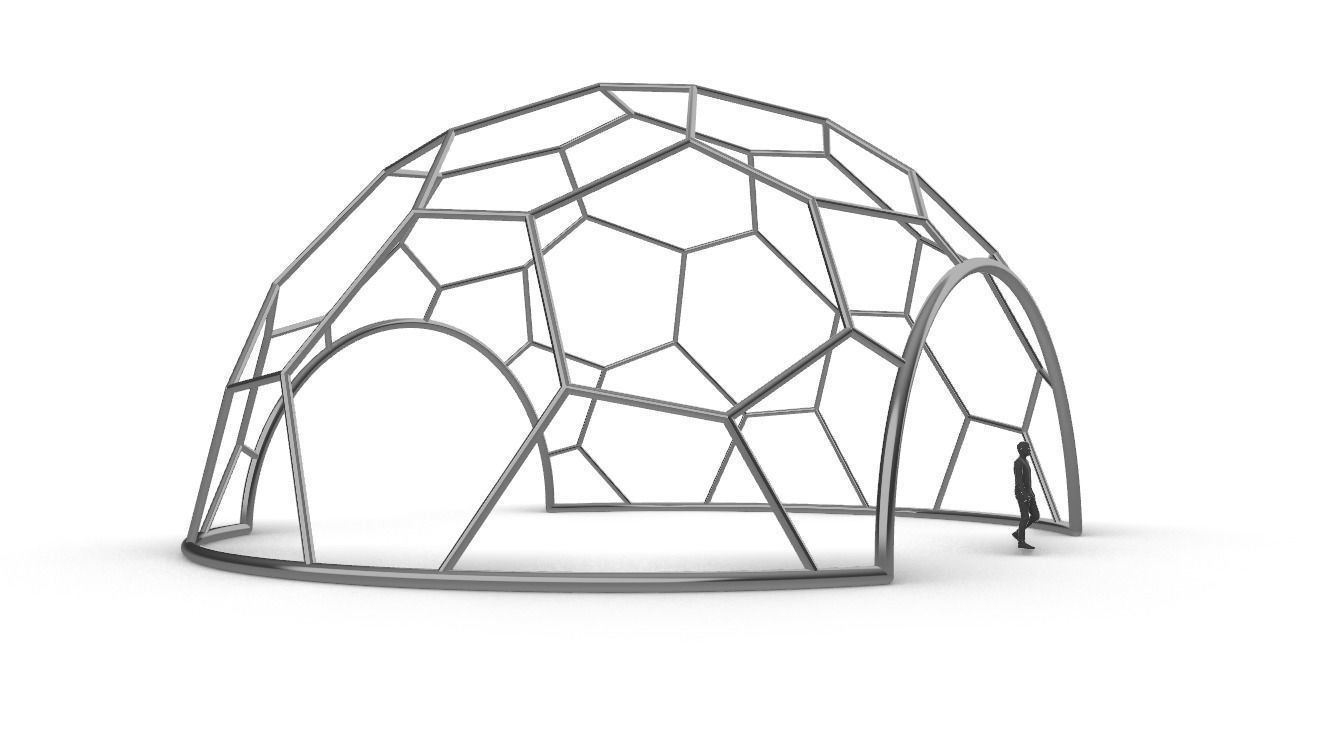 Hexagonal Dome with entry Geodesic Like Pattern 3D model_13