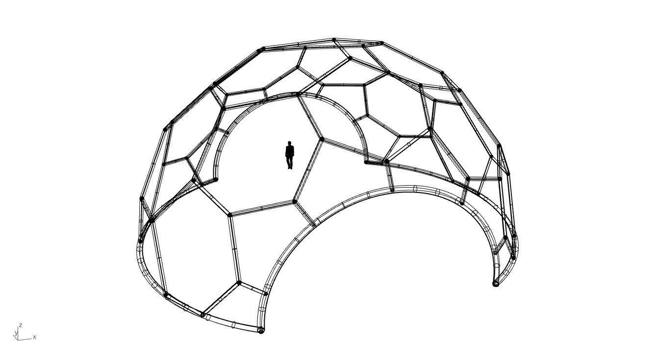 Hexagonal Dome with entry Geodesic Like Pattern 3D model_78