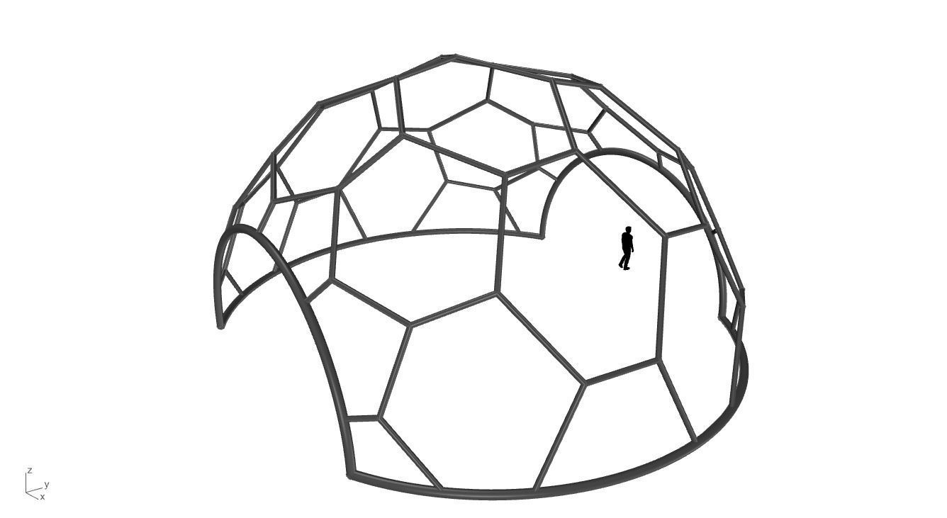 Hexagonal Dome with entry Geodesic Like Pattern 3D model_26