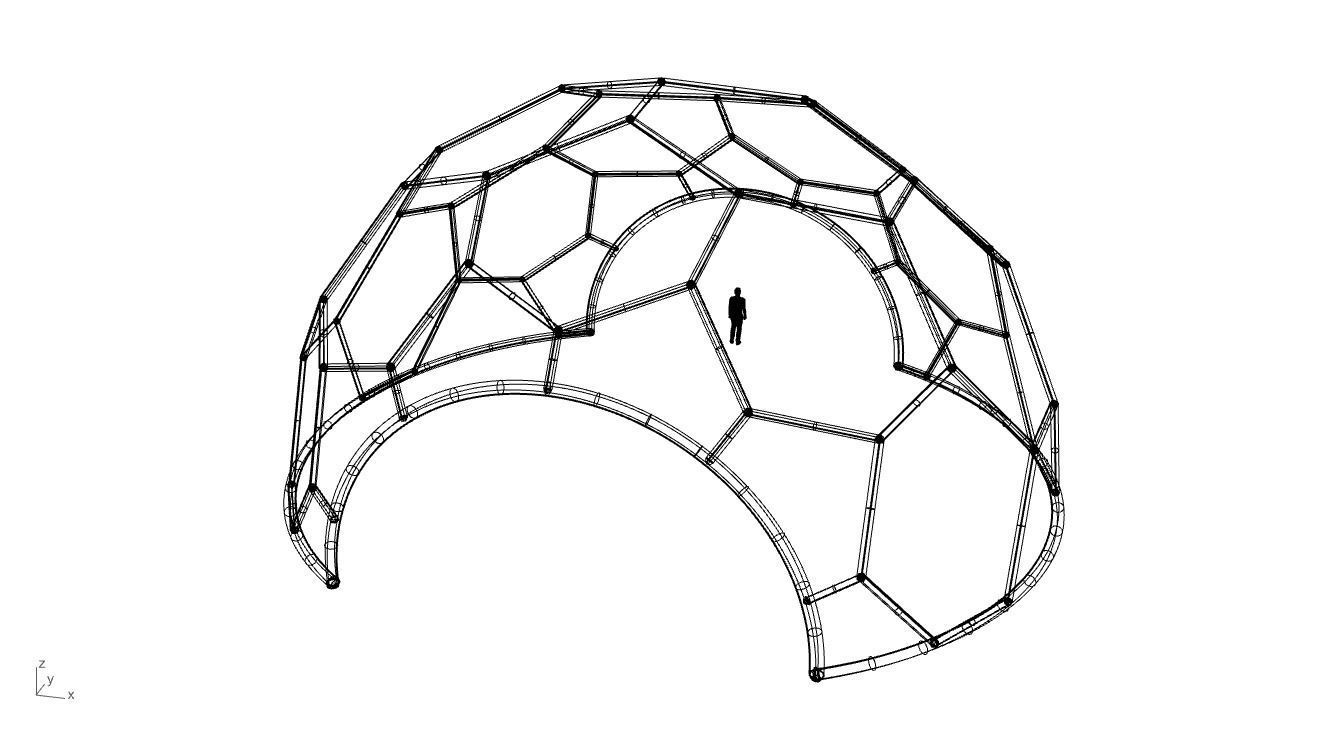 Hexagonal Dome with entry Geodesic Like Pattern 3D model_72