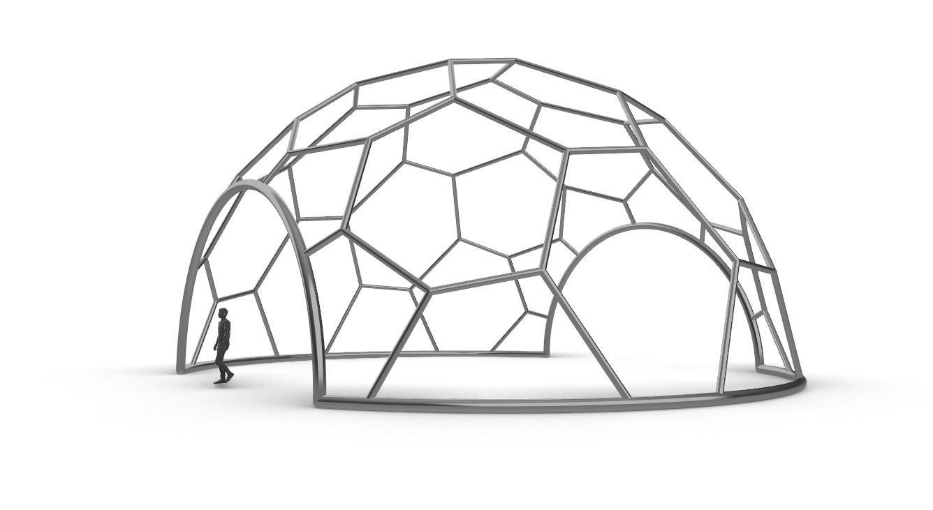 Hexagonal Dome with entry Geodesic Like Pattern 3D model_18