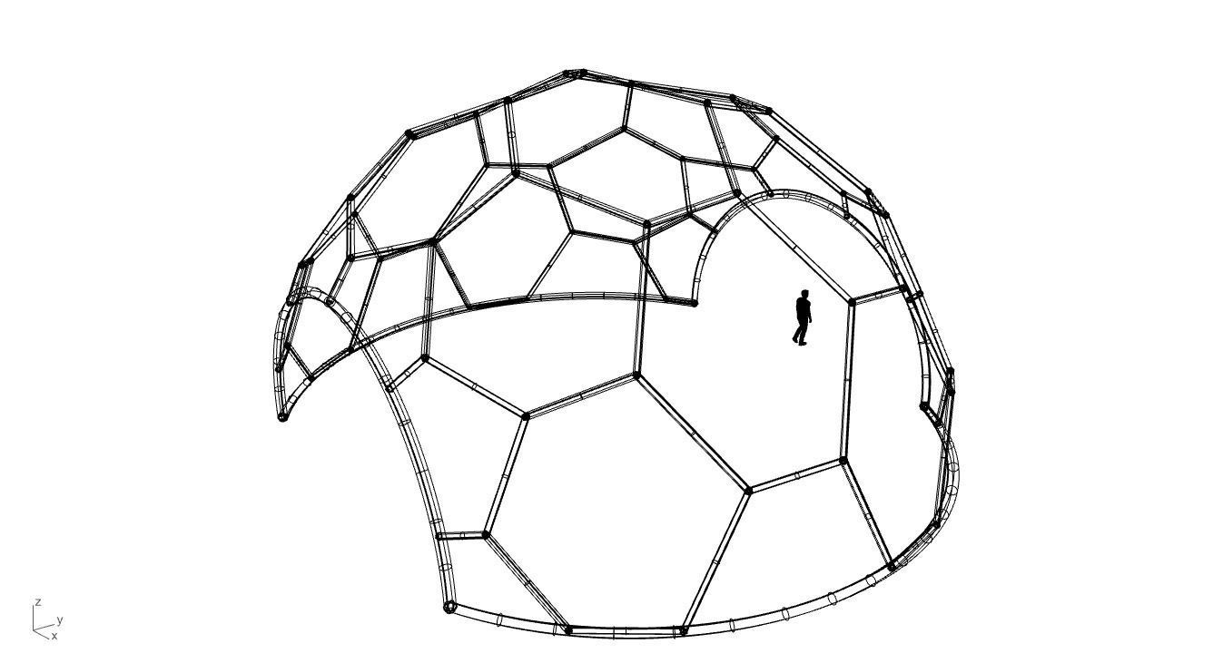 Hexagonal Dome with entry Geodesic Like Pattern 3D model_55