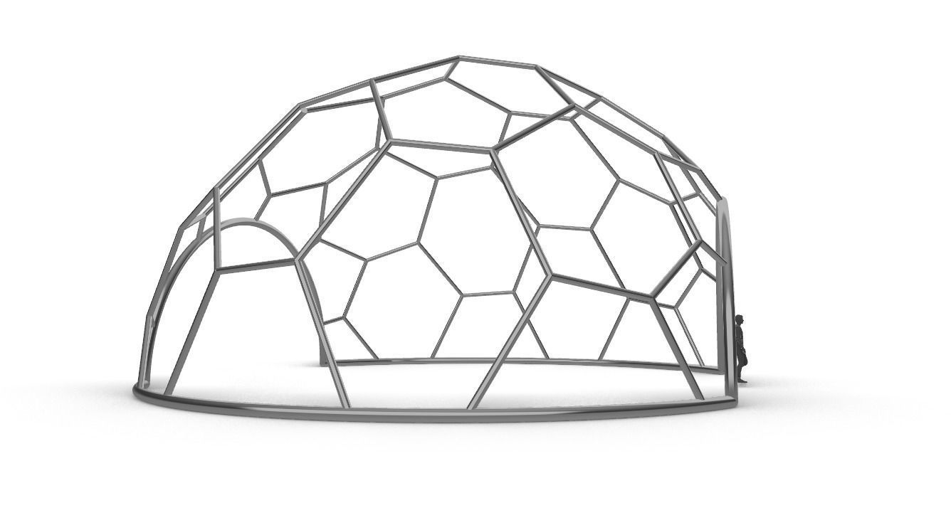 Hexagonal Dome with entry Geodesic Like Pattern 3D model_2