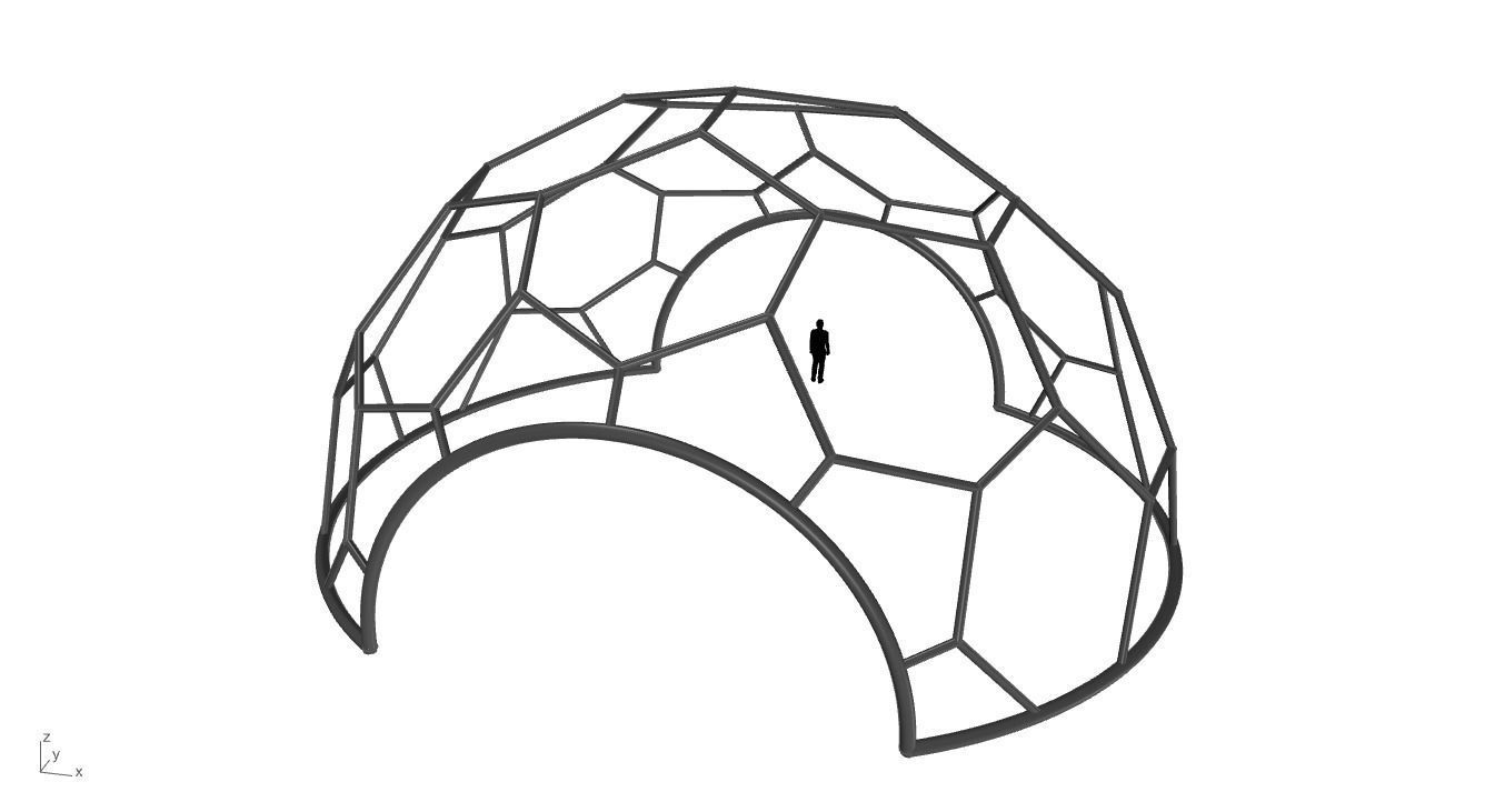 Hexagonal Dome with entry Geodesic Like Pattern 3D model_21