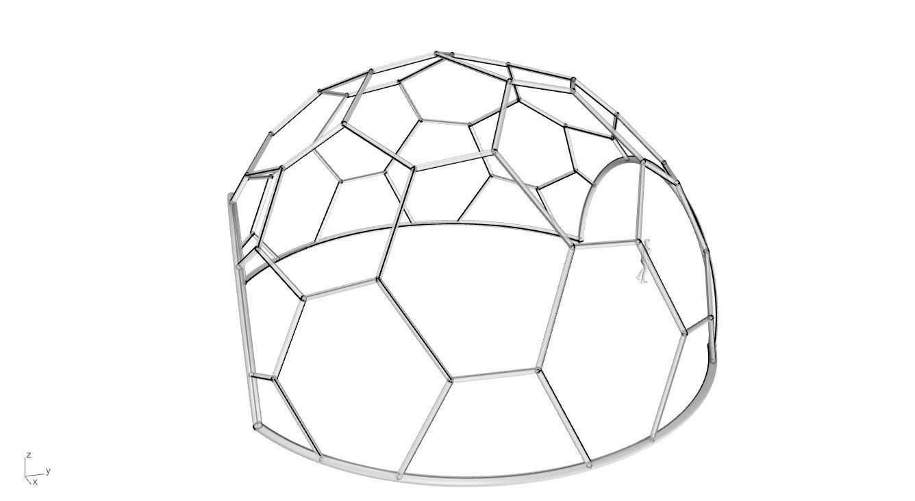 Hexagonal Dome with entry Geodesic Like Pattern 3D model_94