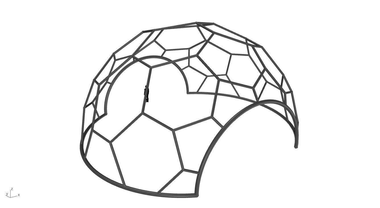 Hexagonal Dome with entry Geodesic Like Pattern 3D model_23