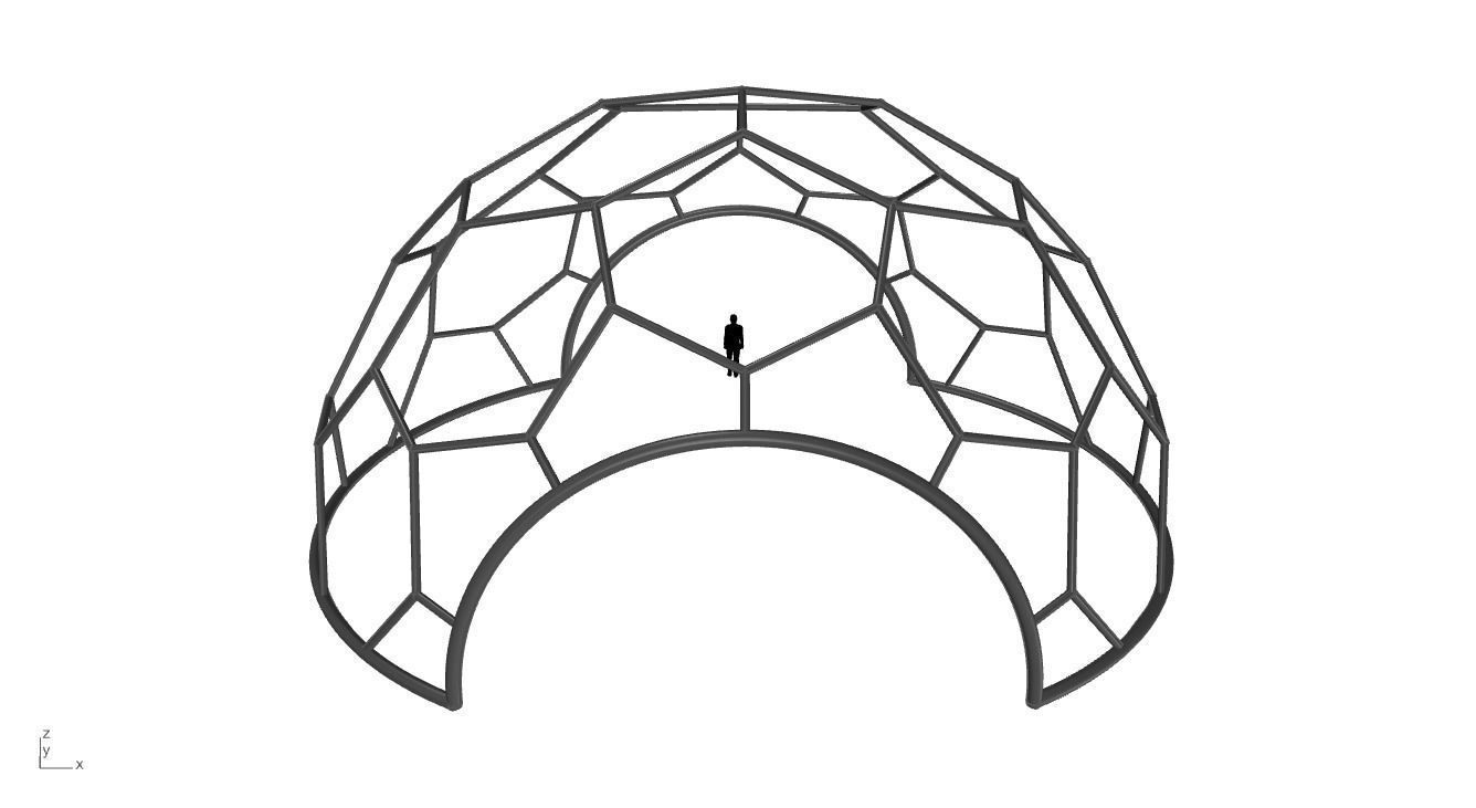 Hexagonal Dome with entry Geodesic Like Pattern 3D model_22