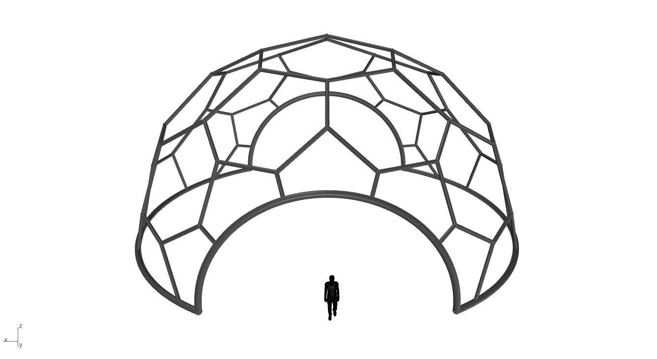 Hexagonal Dome with entry Geodesic Like Pattern 3D model_29