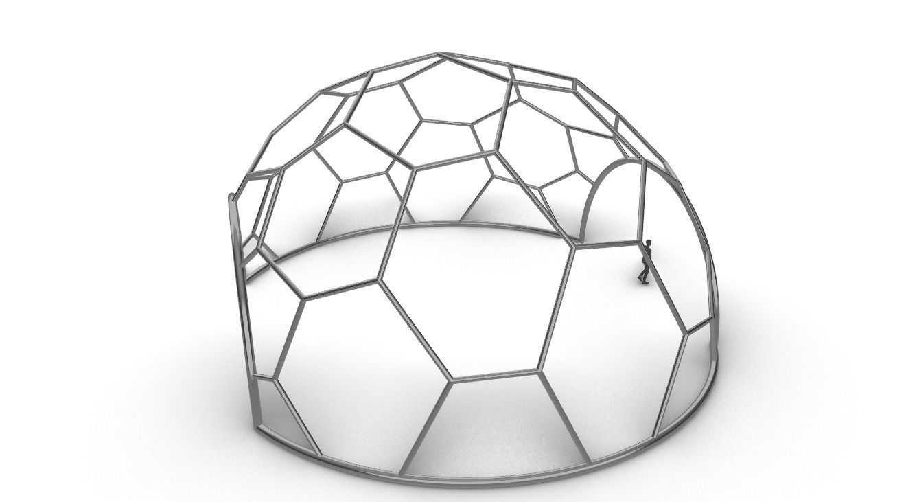 Hexagonal Dome with entry Geodesic Like Pattern 3D model_60