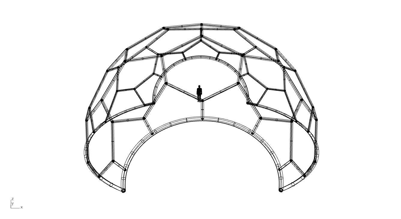 Hexagonal Dome with entry Geodesic Like Pattern 3D model_95
