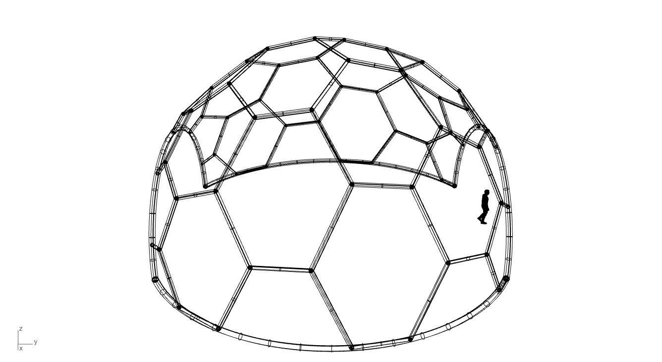 Hexagonal Dome with entry Geodesic Like Pattern 3D model_86