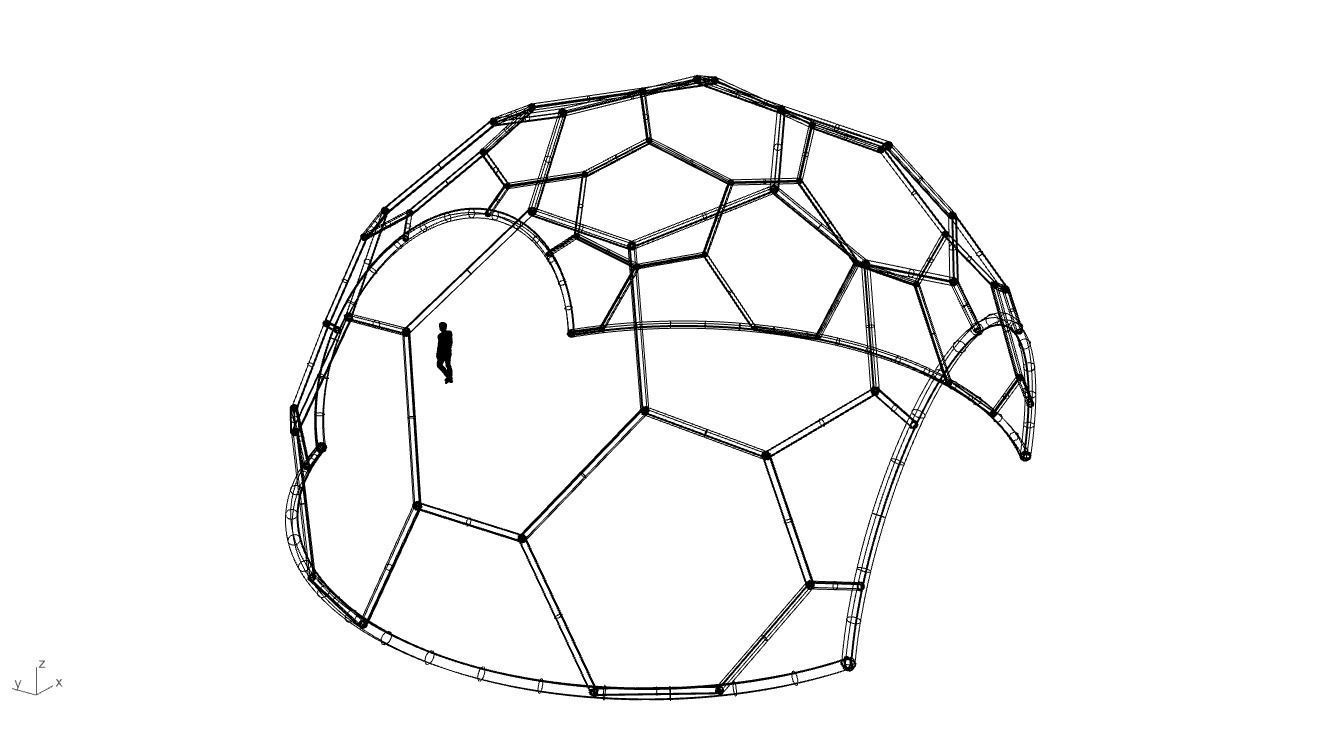 Hexagonal Dome with entry Geodesic Like Pattern 3D model_49