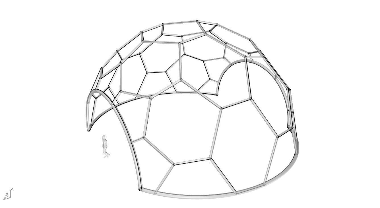 Hexagonal Dome with entry Geodesic Like Pattern 3D model_83