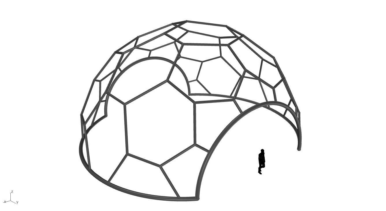 Hexagonal Dome with entry Geodesic Like Pattern 3D model_24