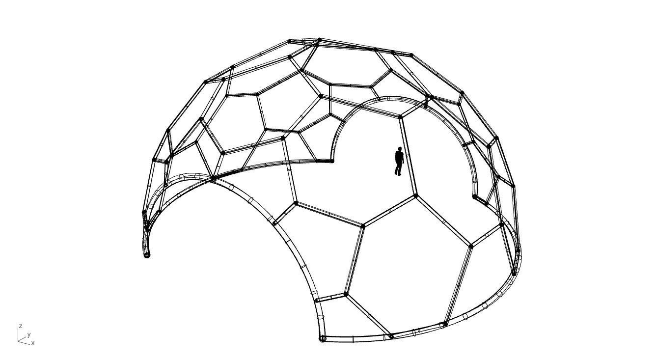 Hexagonal Dome with entry Geodesic Like Pattern 3D model_58