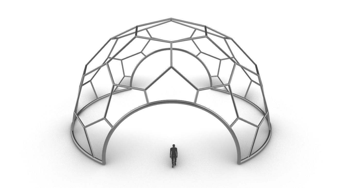Hexagonal Dome with entry Geodesic Like Pattern 3D model_54