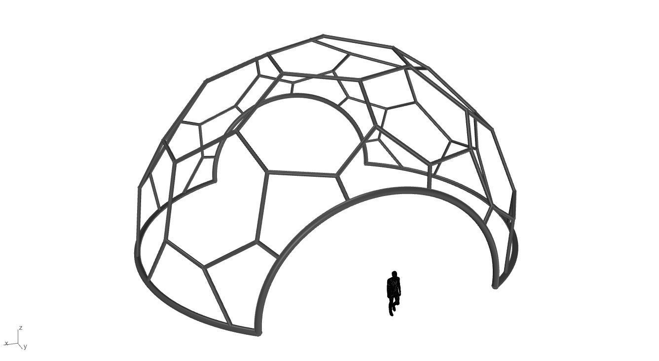 Hexagonal Dome with entry Geodesic Like Pattern 3D model_37