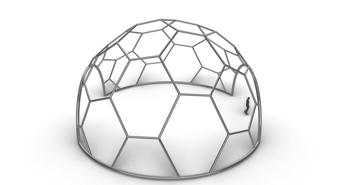 Hexagonal Dome with entry Geodesic Like Pattern 3D model_61