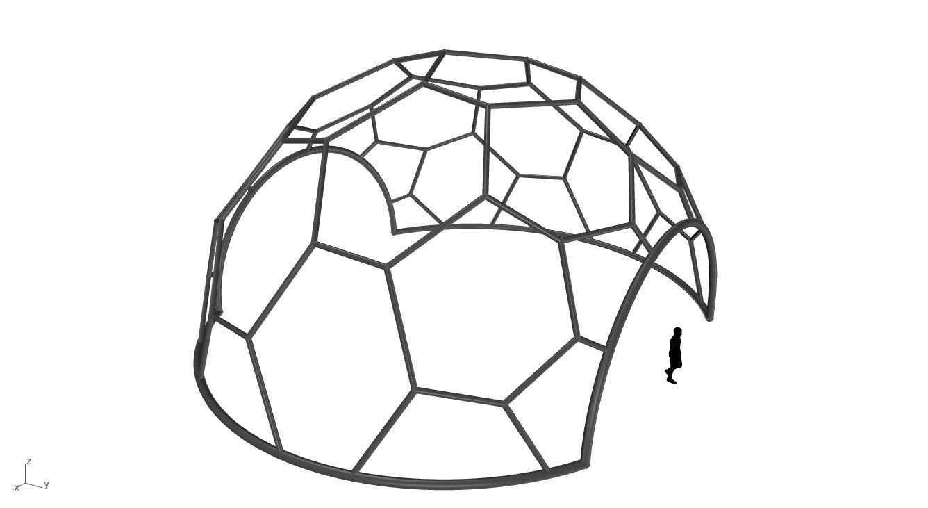 Hexagonal Dome with entry Geodesic Like Pattern 3D model_35