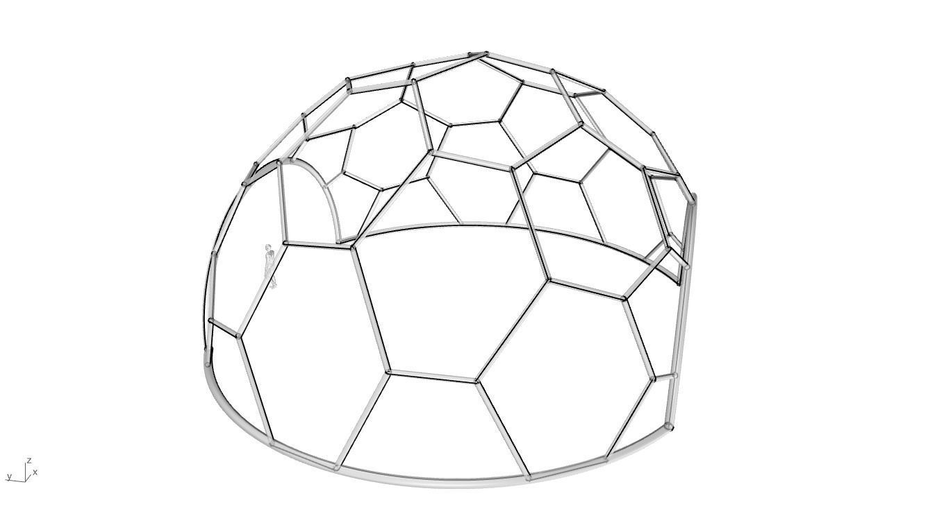 Hexagonal Dome with entry Geodesic Like Pattern 3D model_93