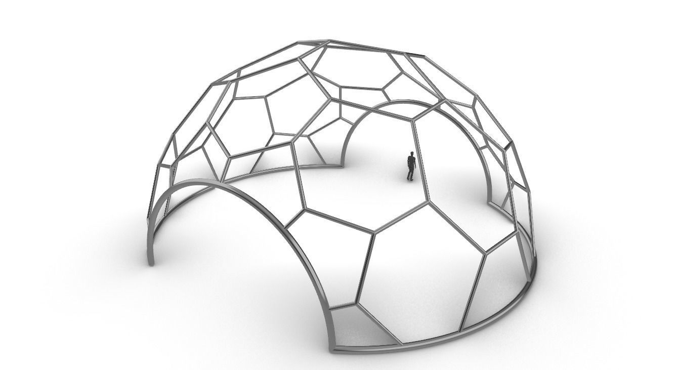 Hexagonal Dome with entry Geodesic Like Pattern 3D model_48