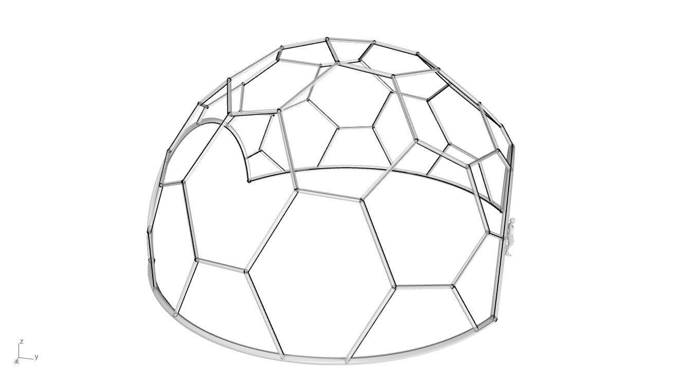 Hexagonal Dome with entry Geodesic Like Pattern 3D model_98