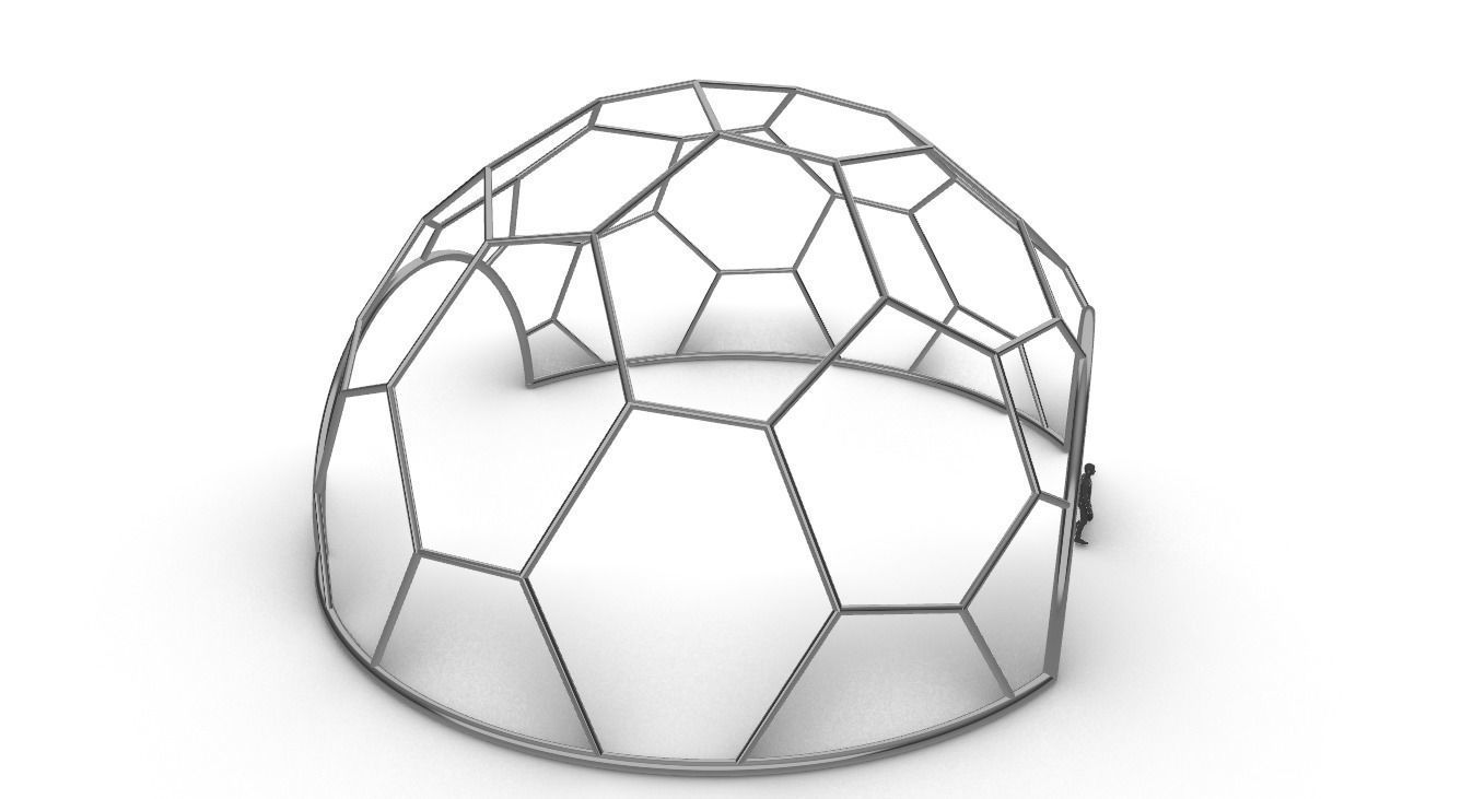 Hexagonal Dome with entry Geodesic Like Pattern 3D model_57