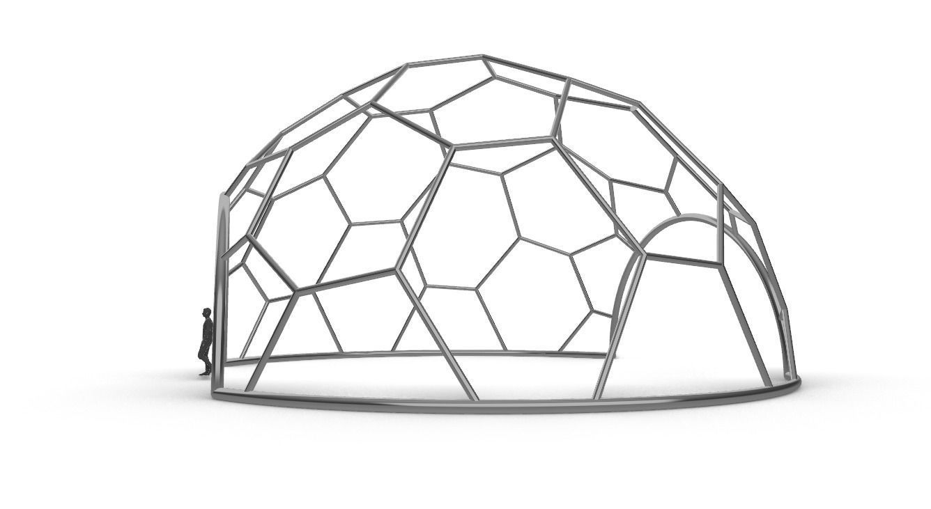 Hexagonal Dome with entry Geodesic Like Pattern 3D model_4