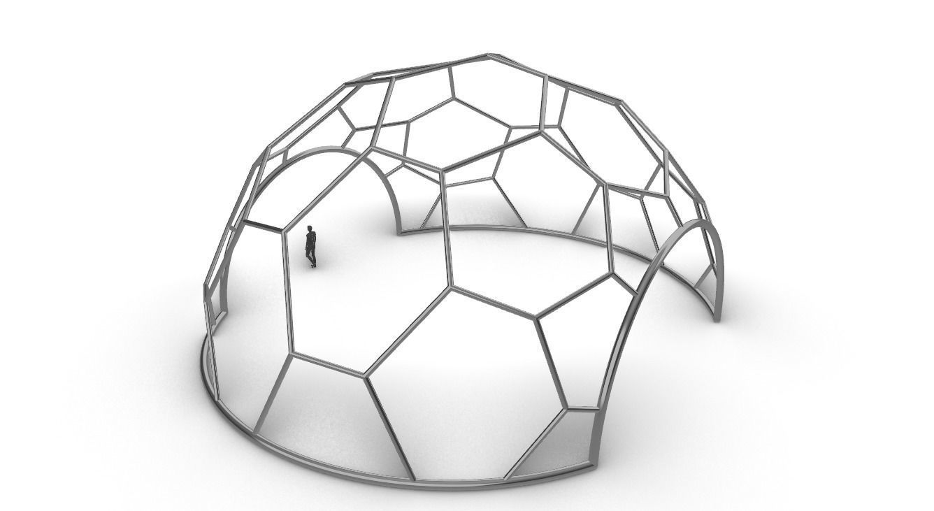 Hexagonal Dome with entry Geodesic Like Pattern 3D model_65