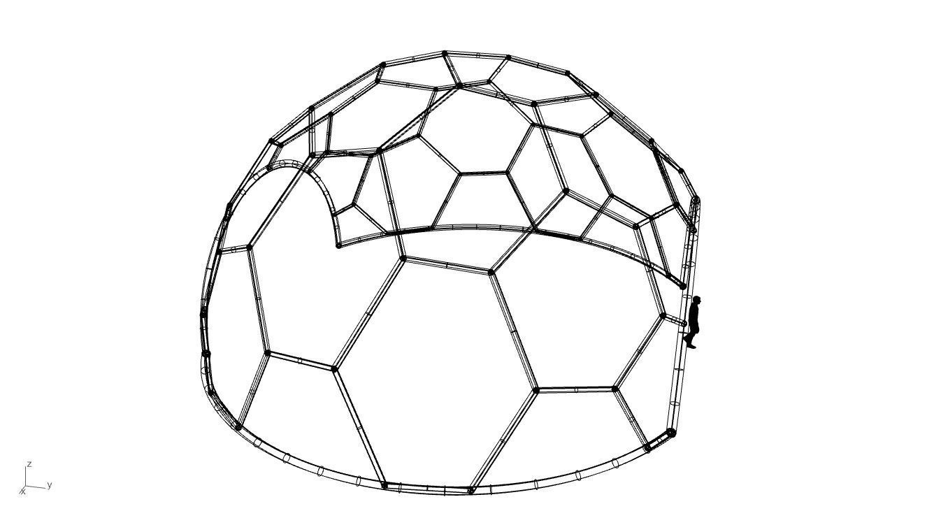 Hexagonal Dome with entry Geodesic Like Pattern 3D model_81