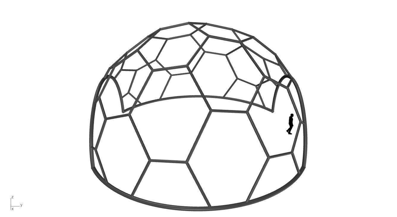 Hexagonal Dome with entry Geodesic Like Pattern 3D model_40