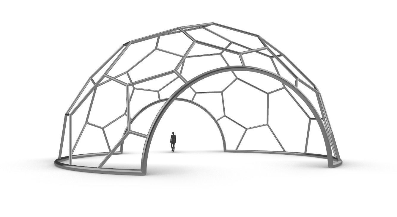 Hexagonal Dome with entry Geodesic Like Pattern 3D model_8