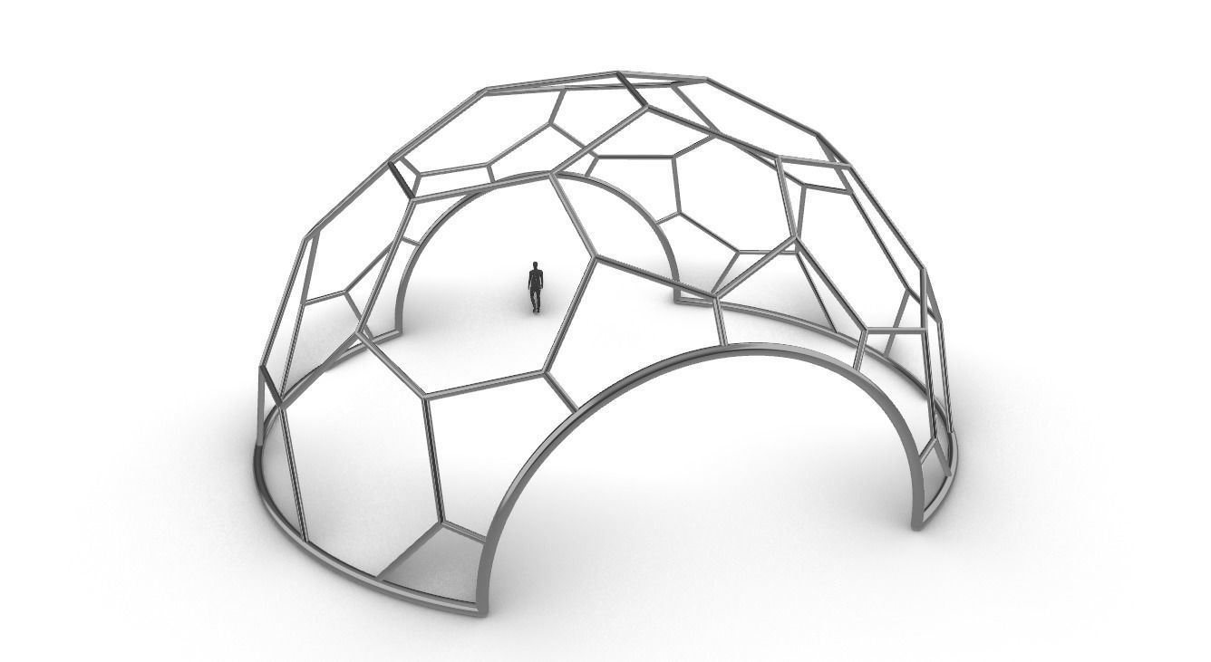 Hexagonal Dome with entry Geodesic Like Pattern 3D model_53